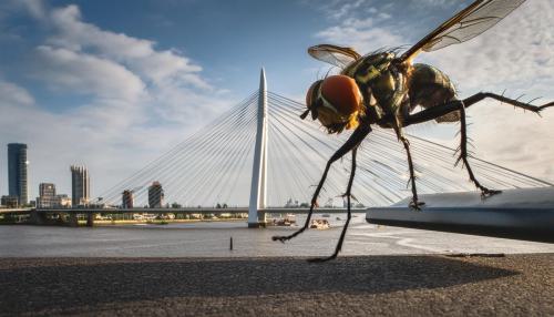 Gigantische vlieg bij de Erasmusbrug