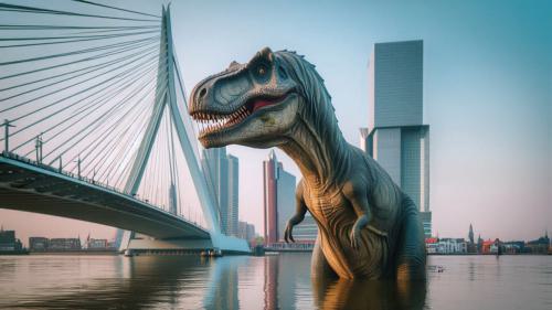 Dinosuarus bij de Erasmusbrug.